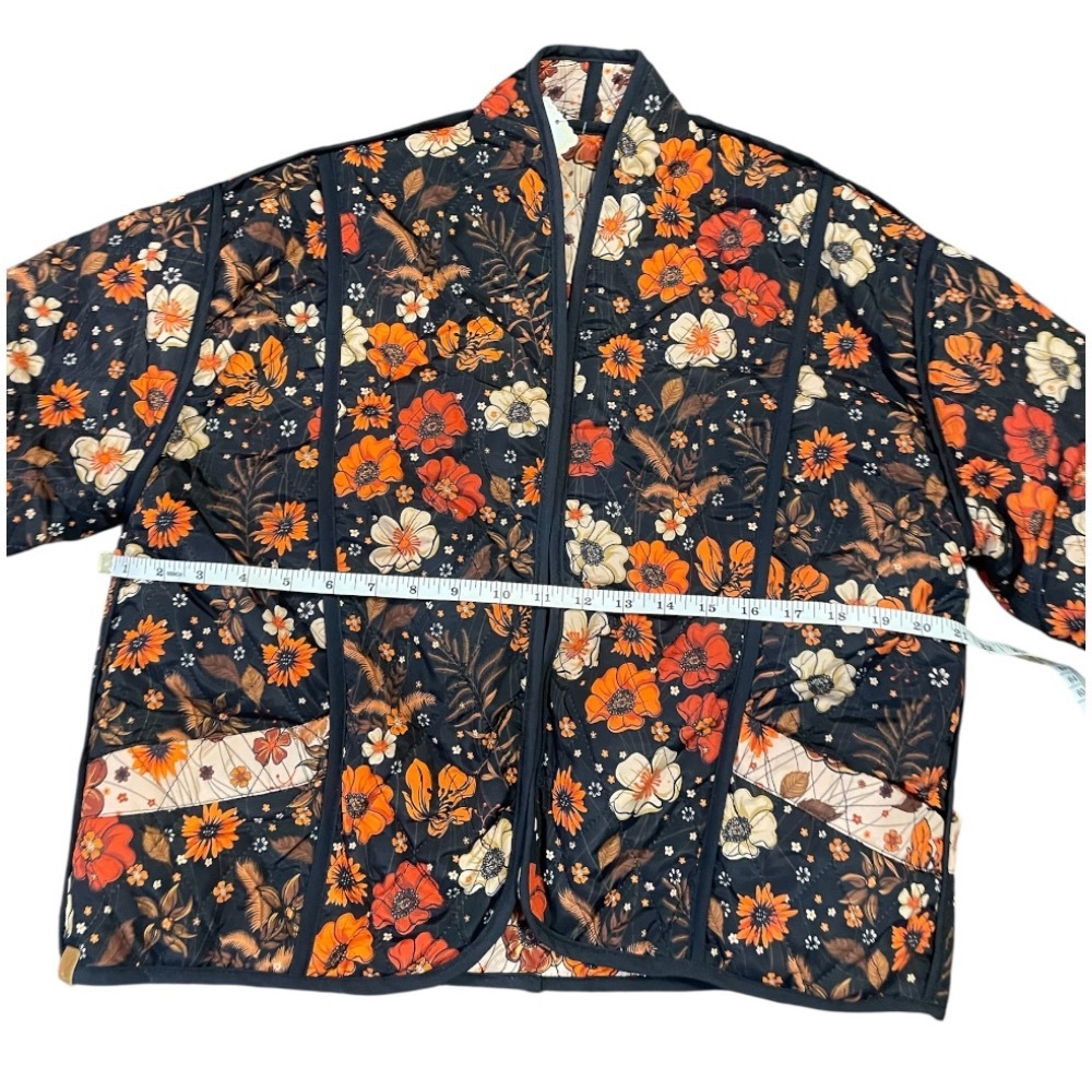 Simply Southern Black and Orange Bomber Jacket Floral Design - Picture 7 of 10